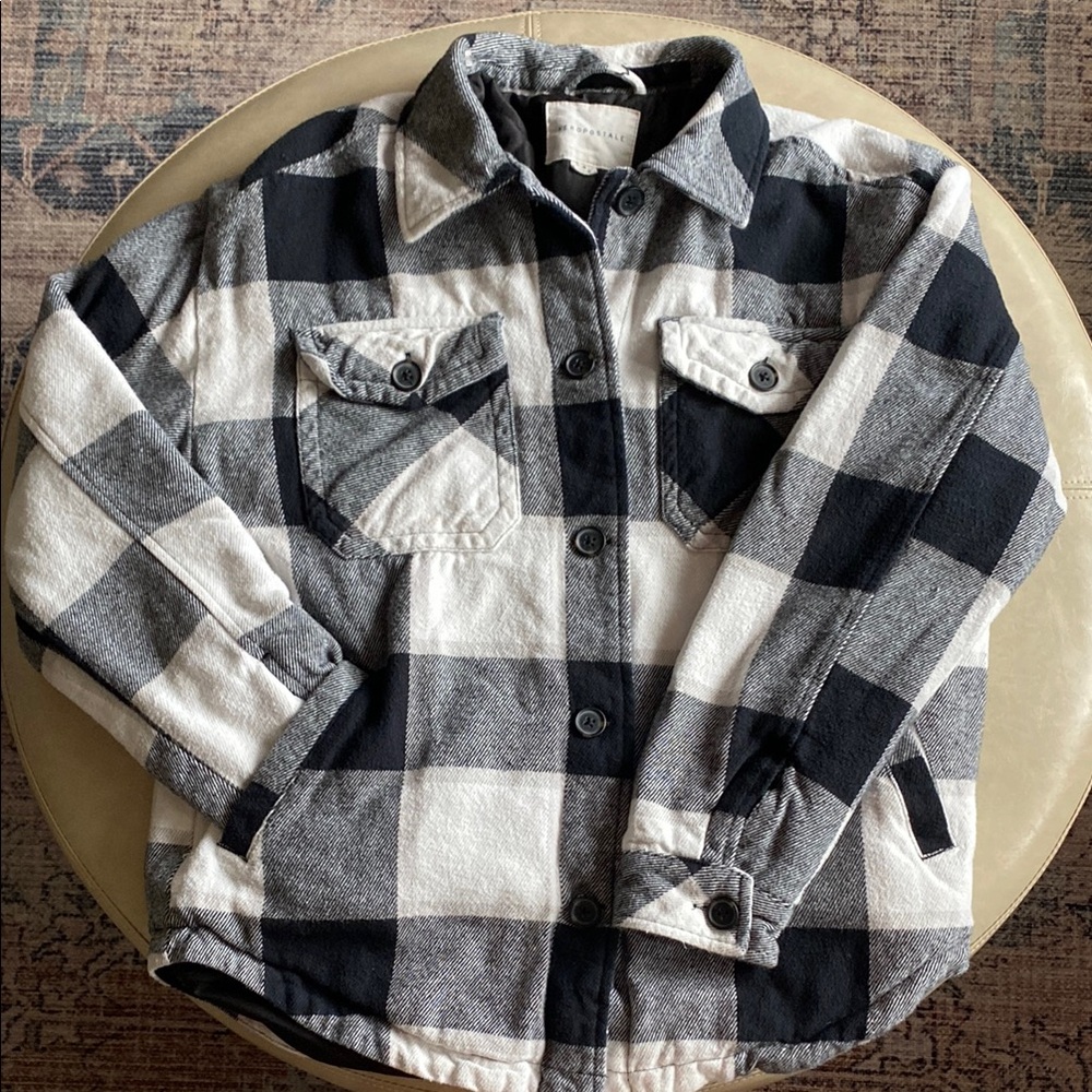Black and White Plaid Button-Up Shirt